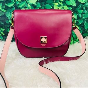 Kate Spade two tone pink, burgundy  fall winter casual crossbody purse bag